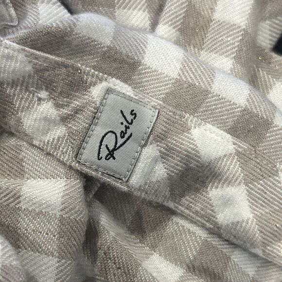 Rails Shirt Womens XS Plaid Flannel Button Down Hunter Long Sleeve Cream Tan - Picture 4 of 8